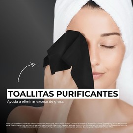 ASEPXIA - Carbón Detox Toallitas. Efecto purificante, limpia profundamente, elimina el exceso de grasa y combate puntos negros. Para piel mixta con imperfecciones. Contiene 25 piezas