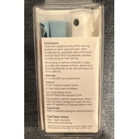 ZEISS Fog Defender System Anti-Fog Spray & Cloth for Glasses Camera Lens Goggles