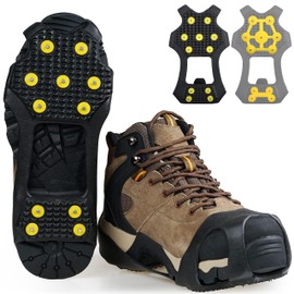 Ice Grips Cleats 11 Studs Snow Traction Cleats Crampons for Shoes and Boots Non-Slip Overshoe for Walking on Snow and Ice Rubber Walking Cleats Anti Slip Crampons (M)