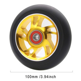 2Pcs Replacement 100 mm Pro Stunt Scooter Wheel with ABEC 9 Bearings Fit for MGP/Razor/Lucky Pro Scooters (Gold)