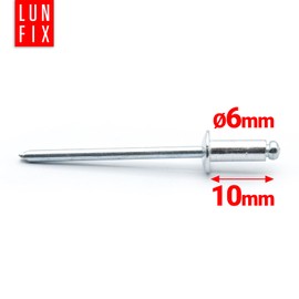 Aluminium Blind Rivets Pop Rivets Steel Mandrel Industry Standard DIN7337 6 x 10 mm Pack of 50 Silver