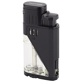 Vector KGM Twister Wind Resistant Dual Flame Jet Torch Cigar Butane Lighter (Black Rubber Matte)