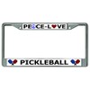 Peace Love Pickleball Chrome License Plate Frame