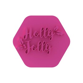 LissieLou Holly Jolly Cookie Stamp Christmas Theme Icing Fondant Embosser - Light Pink