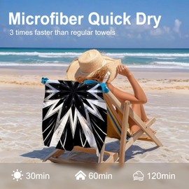 THISFIND Microfiber Thin Beach Towel Lightweight 71"x32"Oversized Extra Large Quick Dry Sand Free Perfect for Travel,Pool,Yoga,Gym,Sports Essential Beach Accessories & Vacation Gift (1, Star)