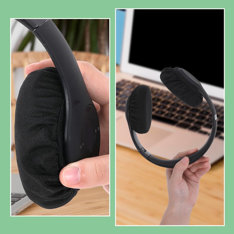 MBAIYO 6pcs Fabric Headphone Ear Covers, Black Washable Ear Pad