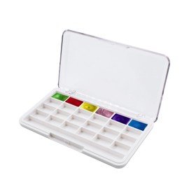 Empty Watercolour Palette Painting Box 24 Grids Empty Travel Portable Watercolour Palette for Watercolour, Gouache, Acrylic Paint, 115 x 67 x 15 mm, Pack of 2