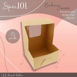 Cajas de panadería con ventana de 3 pulgadas de alto, 15 x 15 cm, cajas de caramelos