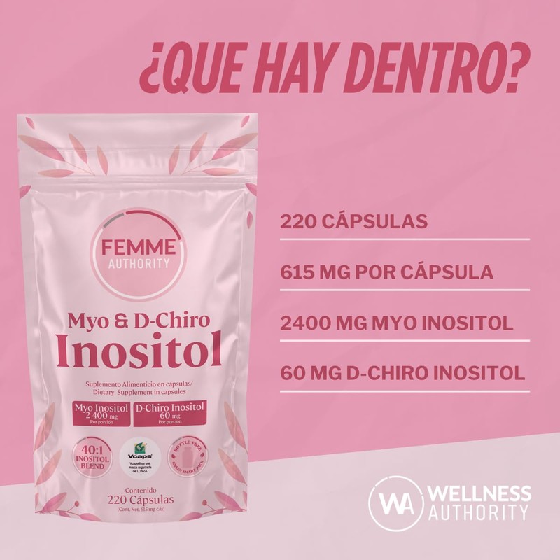 Femme Authority | Myo & D-Chiro Inositol 40:1| 220 Cápsulas