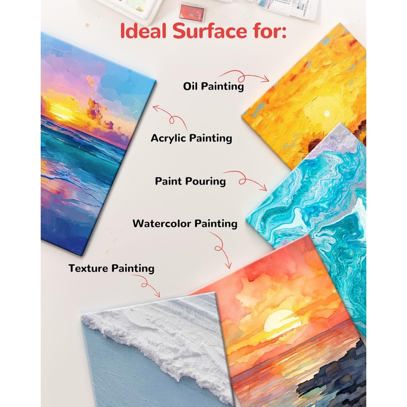 BAKEYBA 100 Pack 5x7 Inch Small Canvas Boards for Kids