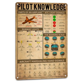 NEGLAI - Letreros de metal para decoración de aviación clásico para piloto, conocimiento de piloto, decoración de pared, decoración de avión de aire para habitación de niños, regalos para amantes de