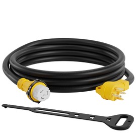 15 FT Generator Cord, 14-50P to SS2-50R Power Cord with Cord Organizer, Generator Plug with Twist Lock, Generator Cord 50 amp 4 Prong with Grip Handle for Power Shortage or Emergency, ETL Listed