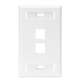 Leviton QuickPort Wallplate with ID Window, Single Gang, 2-Port, 42080-2WS, White