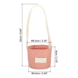 PATIKIL Coffee Cup Sleeve with Strap, 3 Pcs Water Bottle Holder with Straw Holder, Reusable Canvas Portable Water Bottle Carrier for Water Bottle, Coffee for Hiking, Biking, Dark Pink