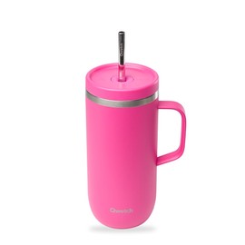QWETCH - Cold Cup 600ml with Handle and Straw - 24 Hours Ice & 12 Hours Cold (Magenta)
