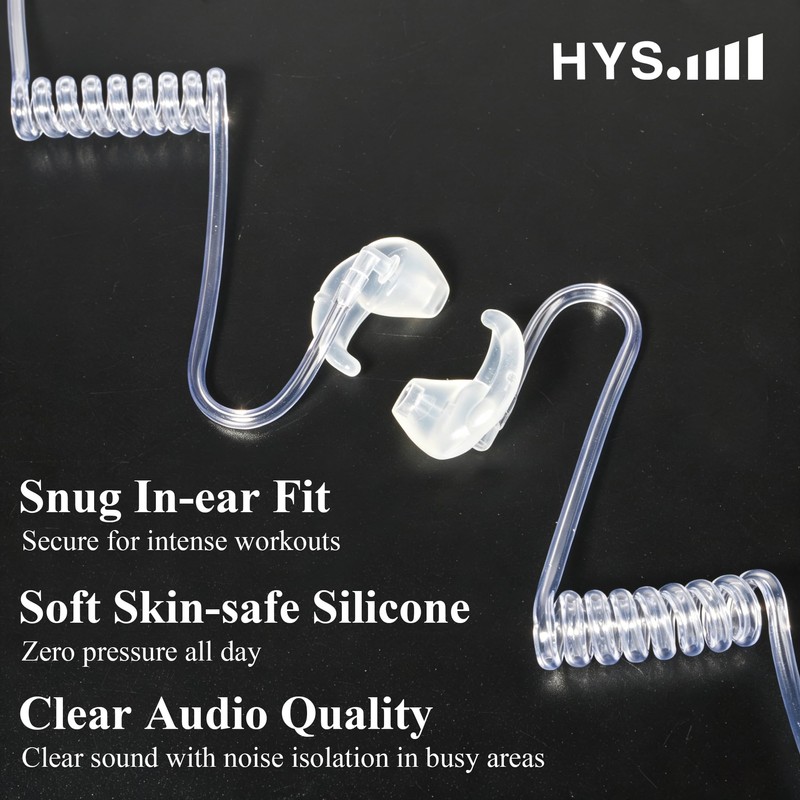 HYS Radio Acoustic Earpiece Earplugs, Sound Tube Ear Inserts