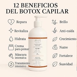 Biomix Tratamiento Capilar BTX no Alisante 12 en 1 Clulas Madres Queratina Colgeno Ceramida Argn Q10 3 Usos Tratamiento Mascarilla Crema Peinar...    