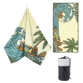 ZTYROLJ Hawaiian Style Terry Towelling Beach Towel, 180 x 90 cm Beach Towel, XXL, Skin-Friendly Beach Towels, Large, Absorbent, for Beach, Sauna with Bag, Perfect for the Beach, Travel