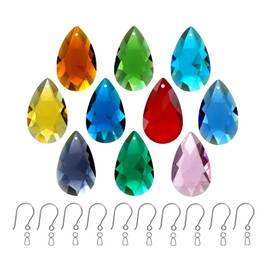 GOLDENHAITAI 10pcs Teardrop Chandelier Crystals, Coloured 38mm Glass Chandelier Prism Pendant for DIY Jewelry, Suncatcher, Ornament, FengShui Decoration