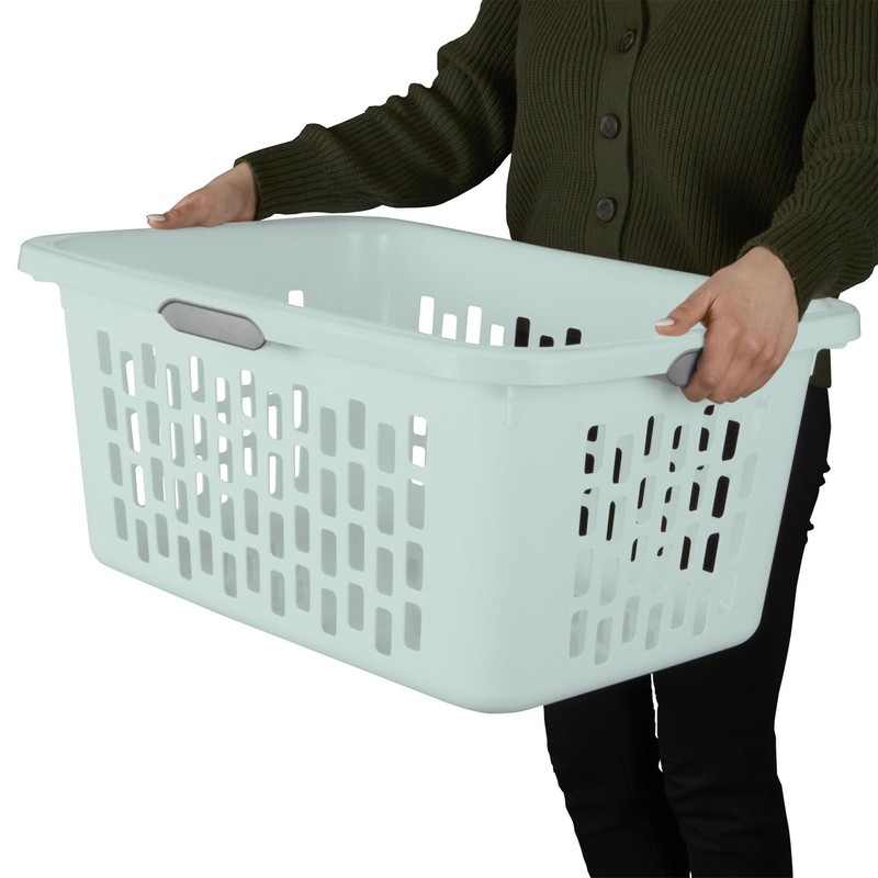 Sterilite Laundry Basket, Plastic Clothes Hamper, Large Rectangle Bin with