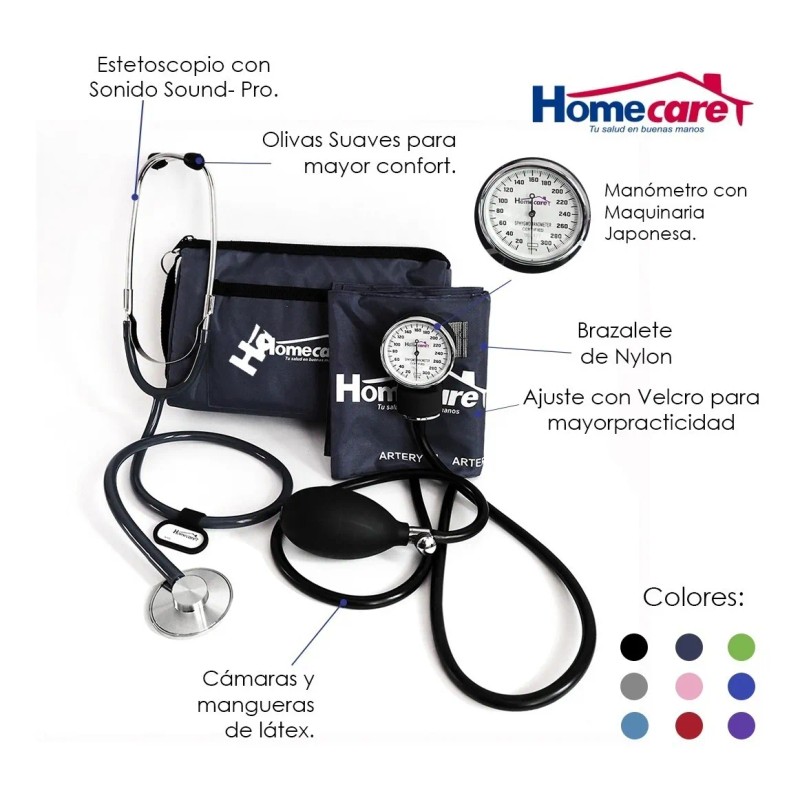 Kit Baumanometro Aneroide Manual Con Estetoscopio Y Maletin