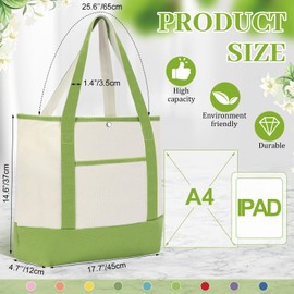 Sanwuta 9 Pcs Canvas Tote Bags with Pocket 17.7'' Reusable Grocery Shopping Cloth Bag for Women Men DIY Craft (Macaron Colors)