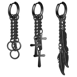 feilok 3 Pairs Cross Leaf Women Earrings Set Earrings for Men Stud Earrings Mens Stainless Steel Earrings Set Jewelry Piercings