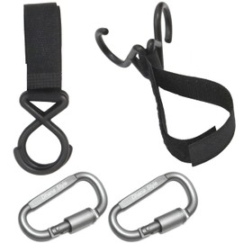 Bundle Fixed Hanging Velcro Clip Holder Velcro Magic Band Lightweight Compact Hanger Hook & Screw Lock Carabiners (Set of 2)