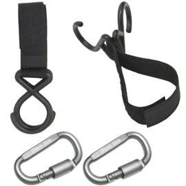 Bundle Fixed Hanging Velcro Clip Holder Velcro Magic Band Lightweight Compact Hanger Hook & Screw Lock Carabiners (Set of 2)