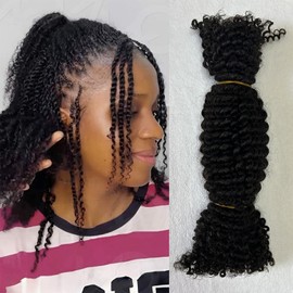 Springy Afro Twist Human Pre Separated Bulk Hair Extensions Mini Kinky Curly Twist With Extensions Crochet Braids Bundles Marley Twists Braiding Hair for Women 16 Inch 100g