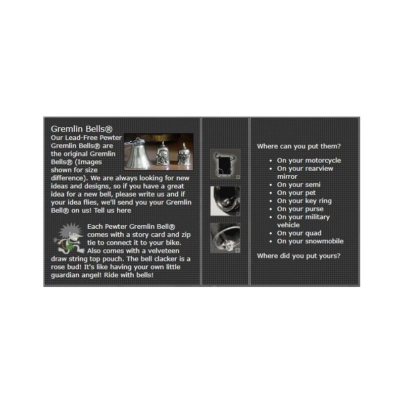 GREMLIN US Army Military Motorcycle Gremlin Bell W/ HANGER fits