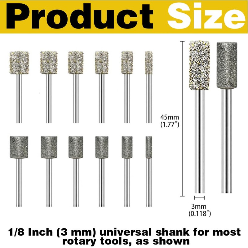 FCKLVMC 24 Pcs Diamond Bits Compatible with Dremel, 6 Size