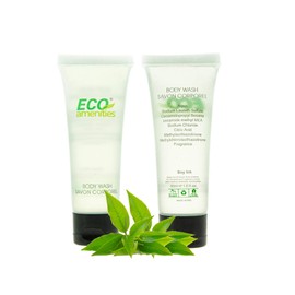 ECO AMENITIES Transparent Tube Flip Cap Individually Wrapped 30ml Shower Gel, 72 Tubes per Case