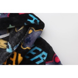 SWMSTUPF Kids Robe Boys Hooded Fleece Sleep Robe Cotton Towel Animal Soft Bathrobe (CA/US, Age, 7 Years, 8 Years, Black Games)