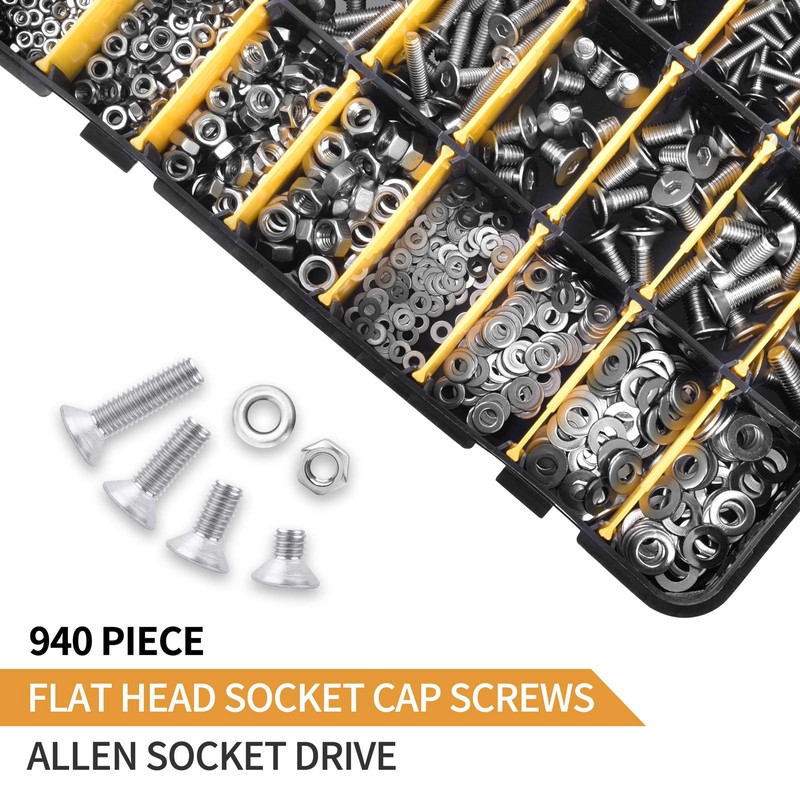 VIGRUE 940-Piece Screw Set, M2 / M3 / M4 /