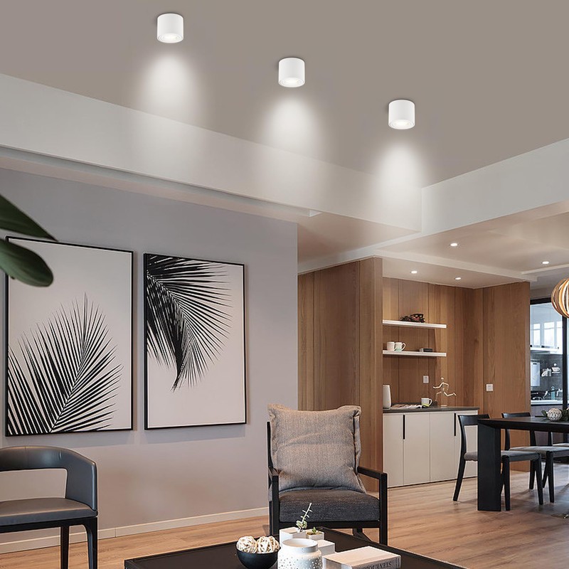 KYOTECH LED Surface-Mounted Spotlight, Flat IP44, White, Surface-Mounted Ceiling Light,