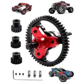 Rcarmumb Slipper Clutch Upgrades Part for Slash 4X4/VXL Stampede 4X4/VXL Rustler 4X4/VXL,Hardened Steel Slipper Clutch Eliminator 53T Spur Gear with Pinions Gears Set(15T 17T 19T),#6878,Red