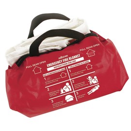 High Temperature Resistant 100% Fiberglass Emergency Fire Blanket with Small Red Vinyl Handle Bag, 6' x 5', White