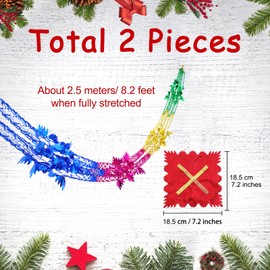 Skystuff Christmas Ceiling Decorations 2Pcs Christmas Foil Garland Festive Hanging Tinsel Swirl Decorations for Indoor Outdoor Birthday Wedding Party Christmas Decorations Supplies, 8.2ft