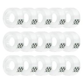 Ykimok 15 Rolls Transparent Clear Tape Refills for Dispenser, Sturdy Tape(Not Easily Tear), 0.7 Inch, 27.3 Yard, Perfect for Office, Home, School
