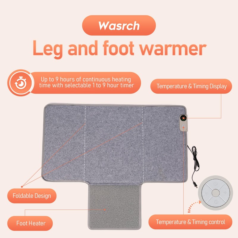 Wasrch Under Desk Warmer Portable Space Heater, Leg Warmer Foot