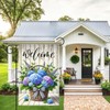 BlissYard Spring Welcome Garden Flag 12x18 Inches Hydrangea Basket Yard