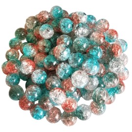 Xeahung 200 cuentas de cristal acrílico redondas de cristal agrietado para hacer joyas, pulseras, pendientes, collares, adultos, proyectos de manualidades, regalos de Navidad y cumpleaños (10 mm, naranja y azul)