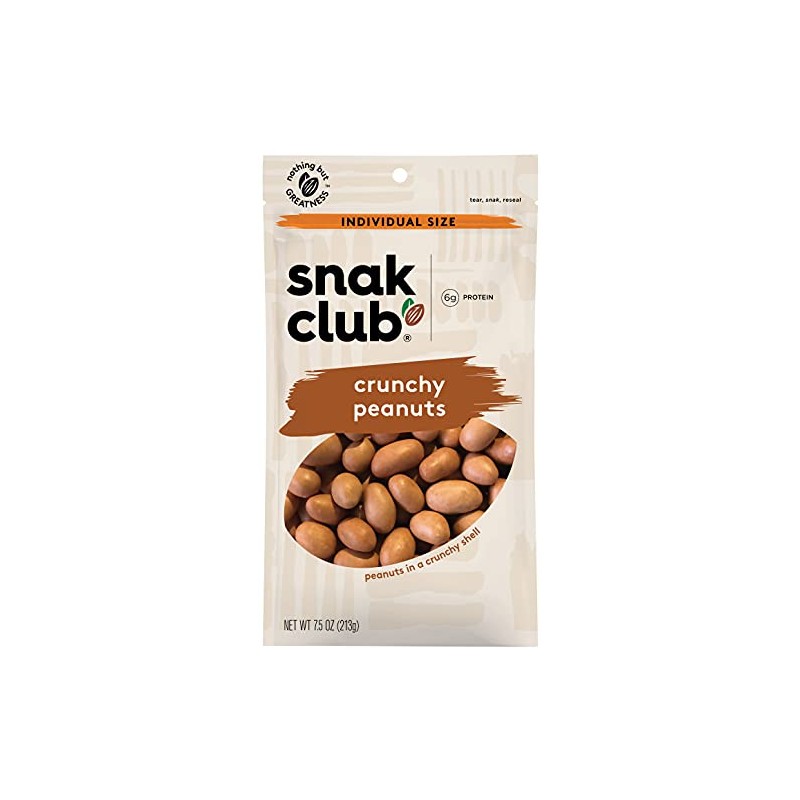 Snak Club Crunchy Peanuts, 7.5 Ounce (Pack of 6)