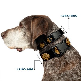 Buckle-Down PC-W32972-M Dog Collar Plastic Clip Buckle-Celtic Knot Black/Burgundy/Gold-1" X 11-17"