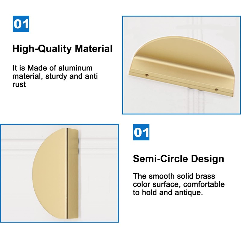 INCREWAY Crescent Moon Drawer Pulls, 8 Pieces Aluminum Alloy Cabinet