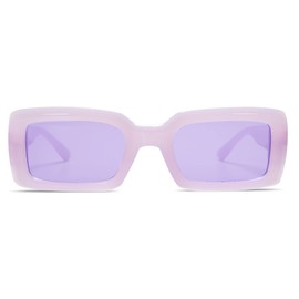 Allarallvr Trendy Rectangle Sunglasses for Women Men Vintage 90's Square Shades Thick Frame Nude Sunnies Sunglasses AR82002, Purple