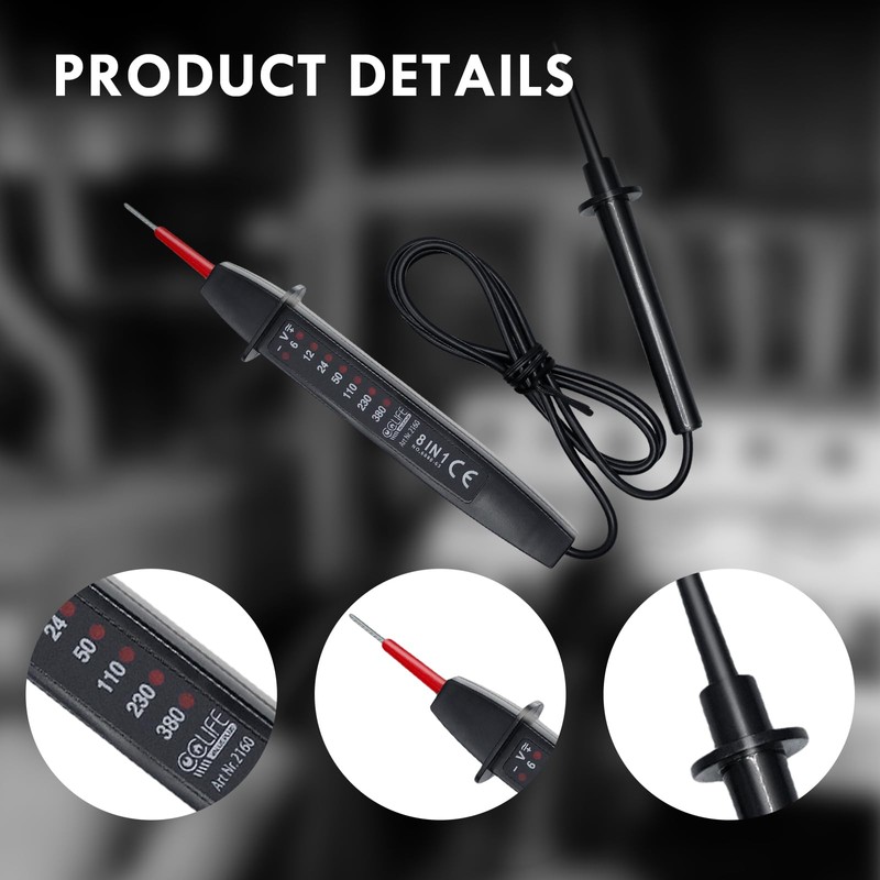CCLIFE 2-Pin Voltage Tester 6-380V AC/DC Voltage Tester Phase Tester