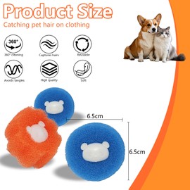 Pack of 12 Pet Hair Remover Washing Machine, Reusable Lint Balls, Washing Machine, Anti-Winding Washing Balls, Removes Pet Hair and Lint (Blue + Orange)