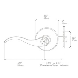 Haifuan lever handle lock is applicable to entrance door, passage, bathroom (with key) (left handle) (805-K-L-ORB)